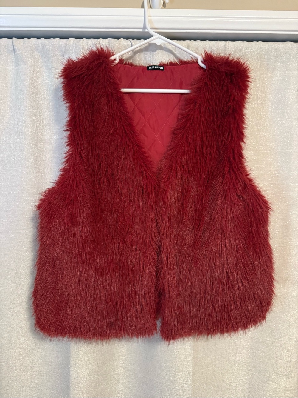 Free Haven Faux Fur Vest in Deep Wine Red